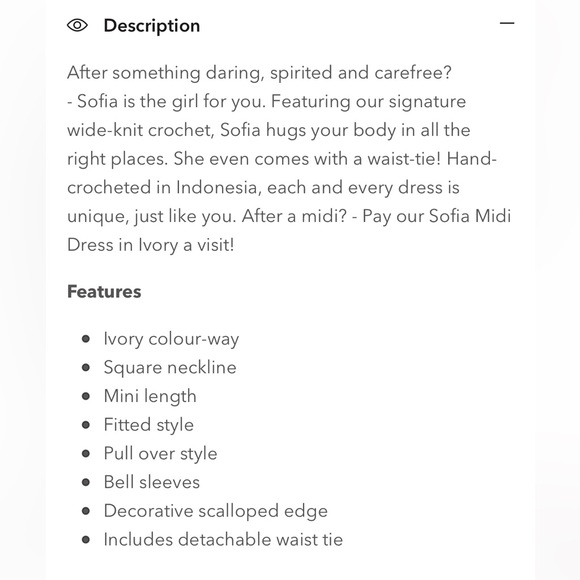 Isabelle Quinn Sofia Mini Dress Ivory - Picture 5 of 5